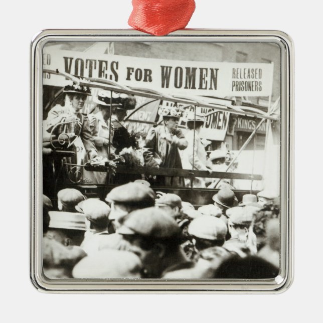 Votes for Women, August 1908 Metal Tree Decoration (Front)