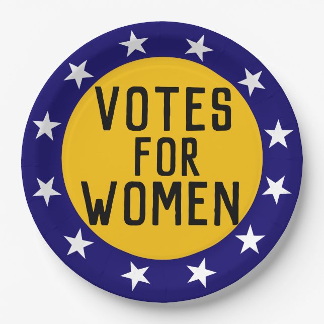 Votes for Women historic suffragette pin Paper Plate (Front)