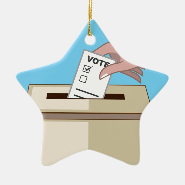 Voting Box Ceramic Tree Decoration (Front)