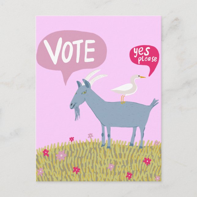 VOTING GOAT Vote 2024 Elections Cute Pink Postcard (Front)