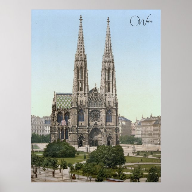 Votivkirche in Vienna (c. 1900) Poster (Front)