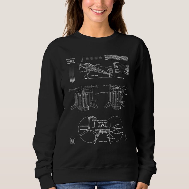 Vought V-173 Flying Pancake Aircraft Aeronautical  Sweatshirt (Front)