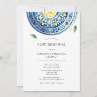 Vow Renewal Anniversary Invitations Blue and Yello