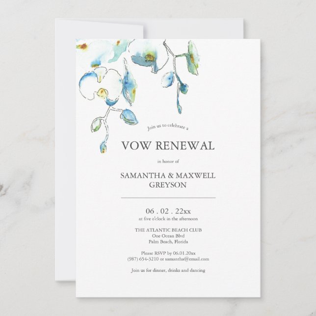 Vow Renewal Anniversary Invitations Floral (Front)