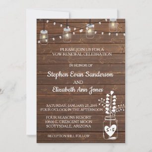 Vow Renewal Barn Mason Jar Classic Wood Rustic Invitation