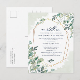 Vow Renewal Eucalyptus Elegant Wedding Invitation Postcard