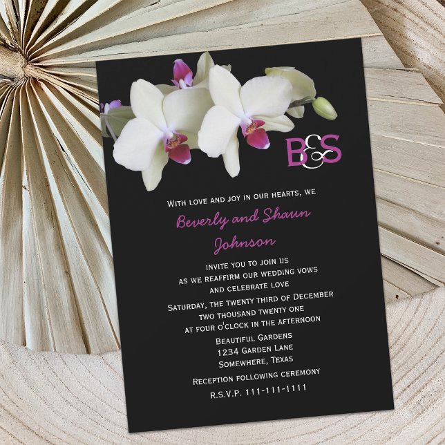 Vow Renewal Floral Yellow Orchids and Monogram Invitation (Creator Uploaded)