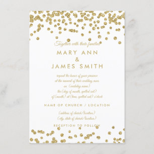 Vow Renewal Gold Faux Glitter Confetti White Invitation