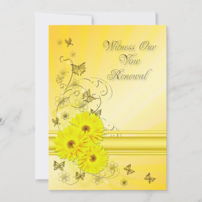 Vow renewal Invitation with yellow flower (Front)