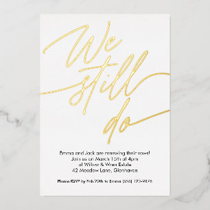 Vow Renewal Invitations Simple Gold Foil