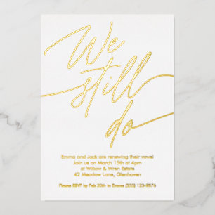 Vow Renewal Invitations Simple Gold Foil