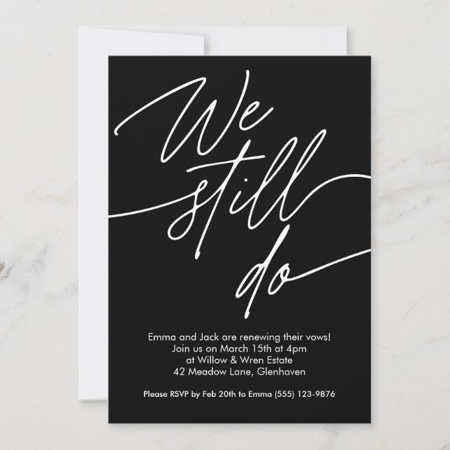 Vow Renewal Invitations Simple Script (Front)