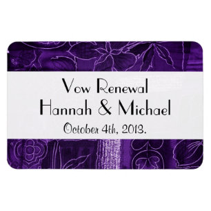 Vow Renewal - Patchwork, Flowers, Swirls - Purple Magnet