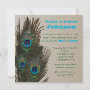 Vow Renewal Peacock Feathers Invitation