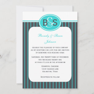 Vow Renewal Robin Egg Blue Stripe Invitation