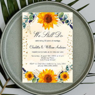 Vow renewal sunflowers eucalyptus hearts luxury invitation