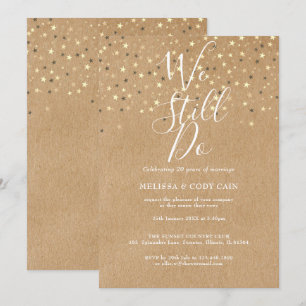Vow Renewal We Still Do Gold Stars Rustic Kraft Invitation