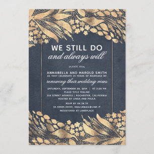 Vow Renewal Wedding Anniversary Gold Foliage Invitation