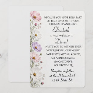 Vow Renewal Wedding Cosmos Floral Border Invitation