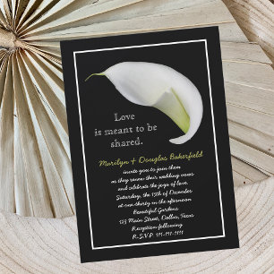 Vow Renewal White Lily on Black Invitation