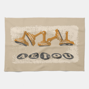 Vowels AEIOU English language Tea Towel