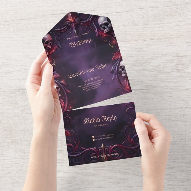Vows Beyond the Veil – Gothic Wedding Art  All In One Invitation (Tearaway)