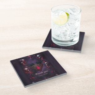 Vows Beyond the Veil – Gothic Wedding Art Glass Coaster