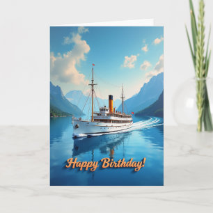 Voyage Birthday Lake Ship Card