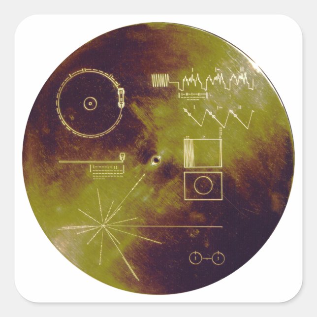 Voyager 1 and 2 Golden Record Sounds of Earth Square Sticker (Front)