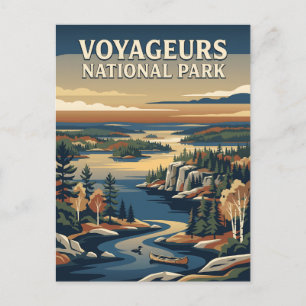 Voyageurs Minnesota Lakes Retro Vintage Poster Postcard
