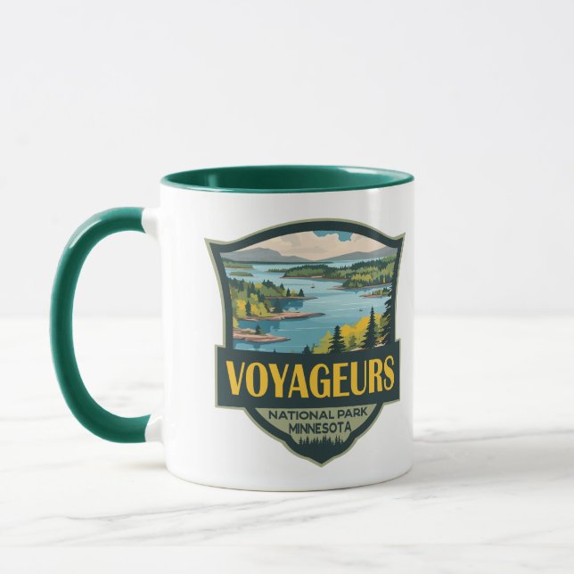 Voyageurs National Park Illustration Retro Badge Mug (Left)