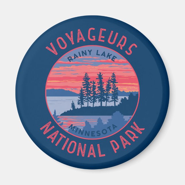 Voyageurs National Park Rainy Lake Art Distressed Magnet (Front)