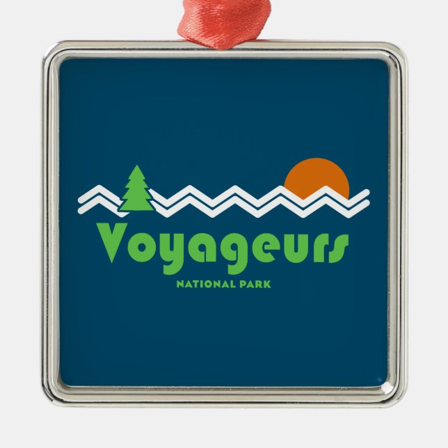 Voyageurs National Park Retro Metal Tree Decoration (Front)