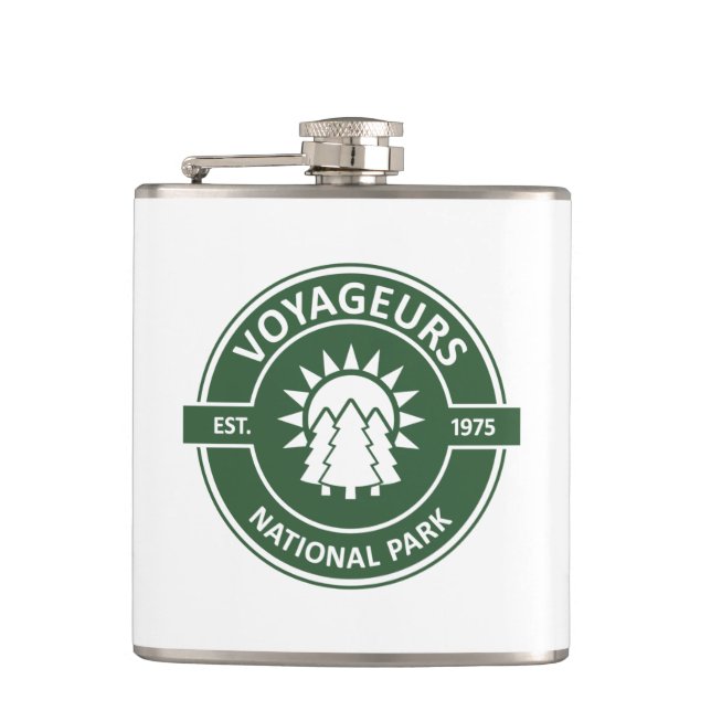 Voyageurs National Park Sun Trees Hip Flask (Front)