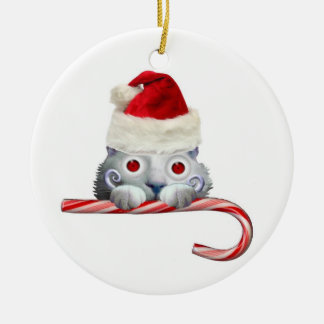 Voyeur Cat Santa Ceramic Tree Decoration