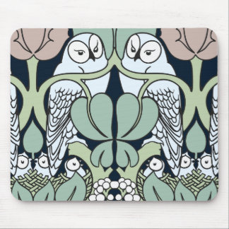 Voysey Art Nouveau Owl Nest Pattern Mouse Pad