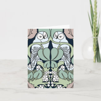 Voysey Art Nouveau Owl Nest Pattern Note Cards