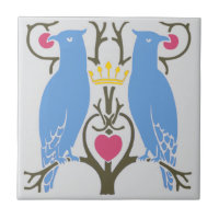 Voysey Love Birds Ceramic TIle (Light)