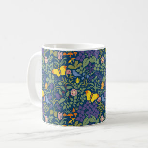 Voysey's Wildflowers, Dark Blue Coffee Mug