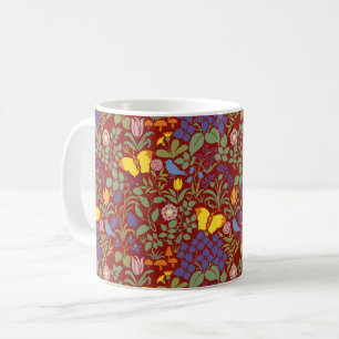 Voysey's Wildflowers, Red Coffee Mug