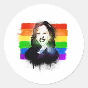 VP Kamala Harris LGBTQ Pride Flag Graffiti Classic Round Sticker