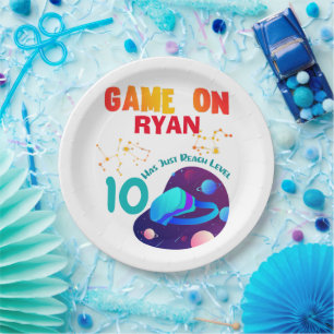 VR Birthday Boy Gamer Party Group Matching  Paper Plate