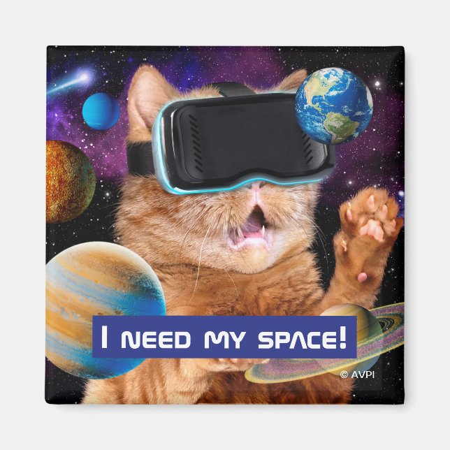 VR Cat In Space Magnet (Front)