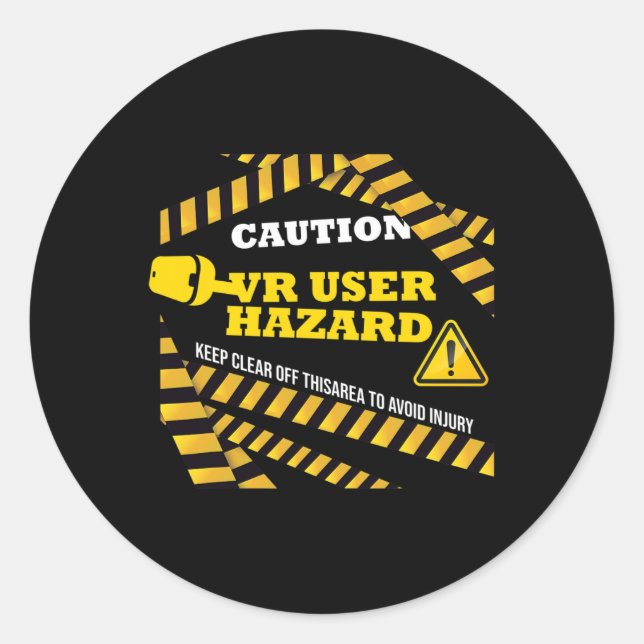 Vr Console Virtual Reality Caution Hazard Pc Nerd  Classic Round Sticker (Front)