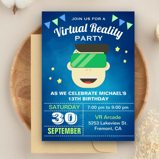 VR Game Virtual Reality Birthday Party Invitation (Creator Uploaded)