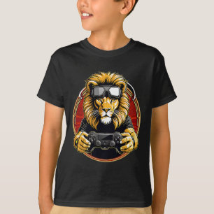 Vr Gaming Lion I'd Rather Be Playing Tag Retro Fun T-Shirt