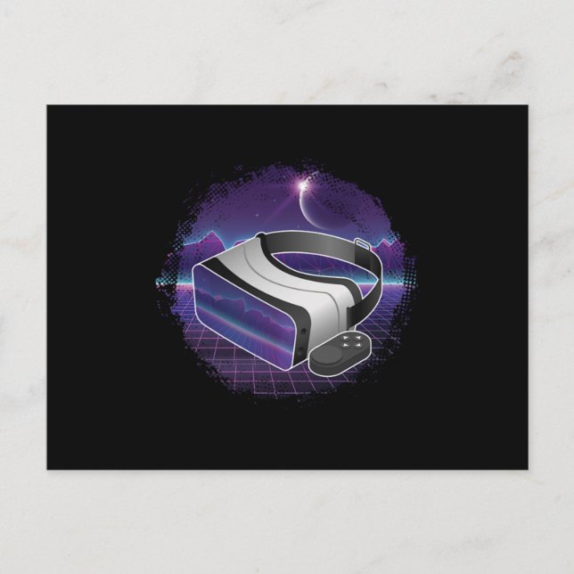 VR Headset Virtual Reality Gamer Gaming Geek Gift Postcard (Front)