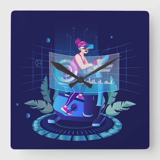 VR Sport  Square Wall Clock (Front)
