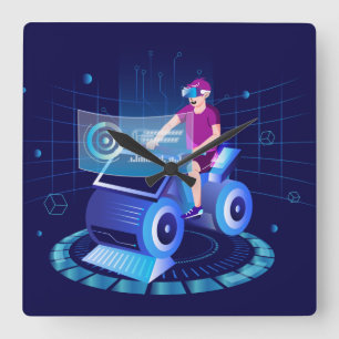 VR Sport  Square Wall Clock