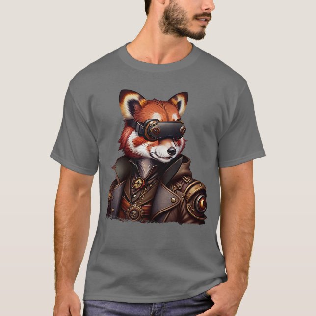 VR Steampunk Red Panda T-Shirt (Front)